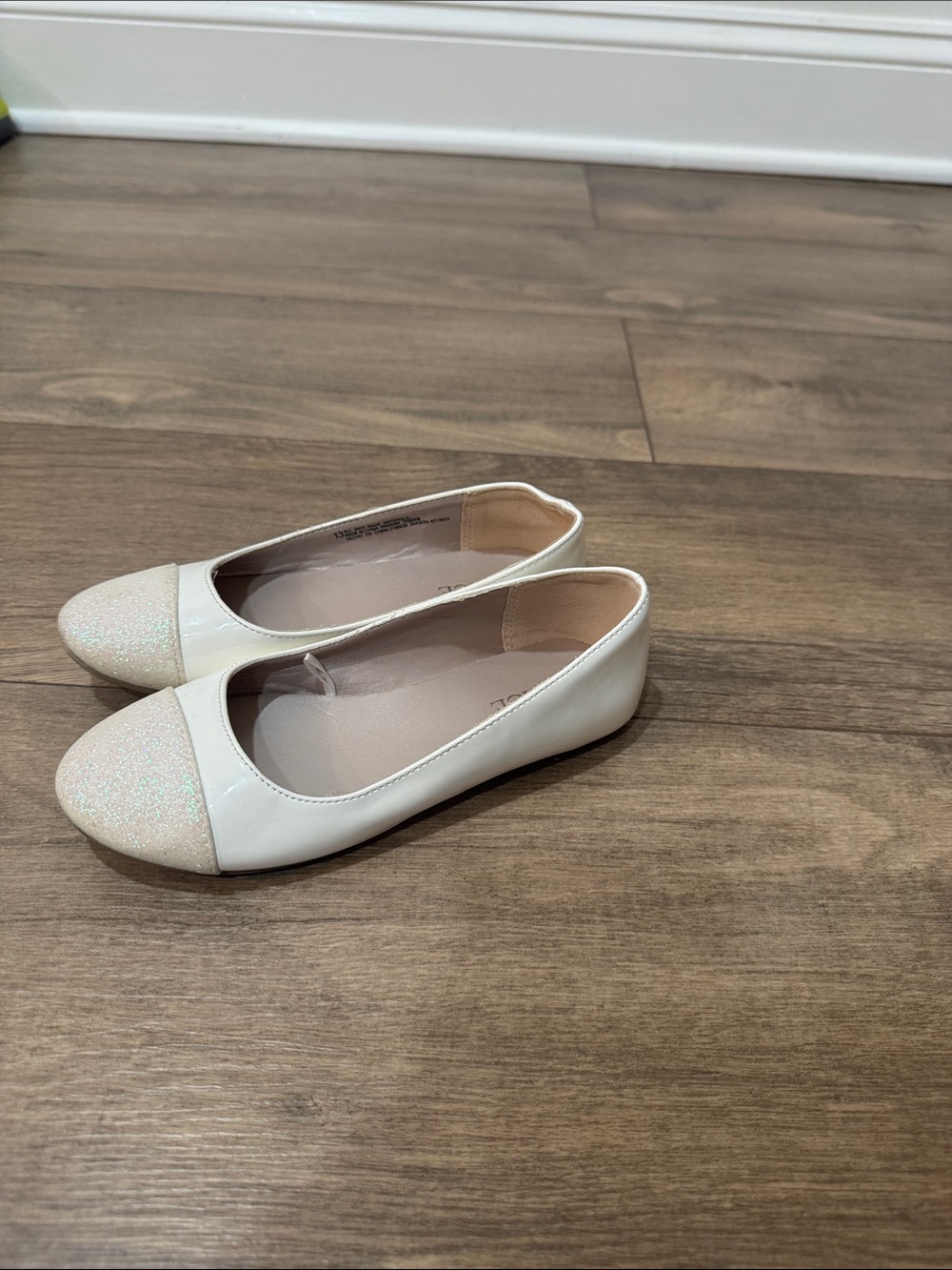 The Children's Place Ivory Sparkle Cap-Toe Dress Flats
